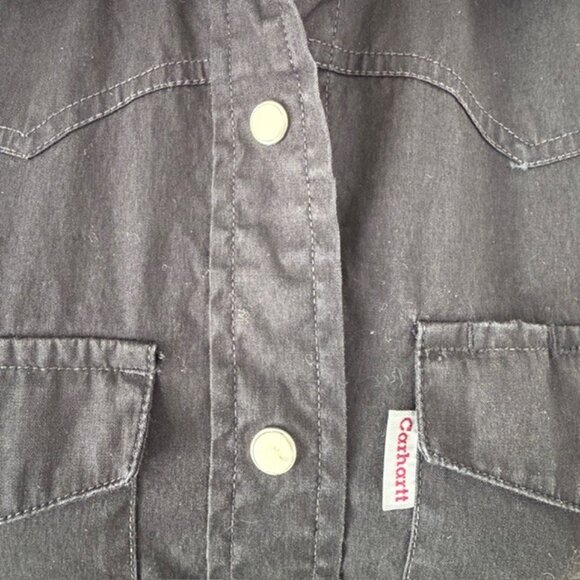 CARHARTT Black Sleeveless Pearl Snap Button Vest Shirt Medium - Picture 7 of 11